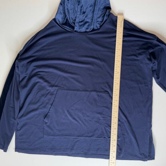 Eileen Fisher Womens Velvet Trim Hoodie in Navy Sz S | Soft Comfy‎ Cozy Neutral - Picture 15 of 16